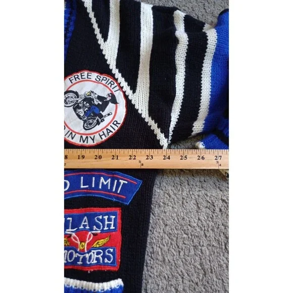 VTG Womens 80’s A’Milano Sweater Cardigan Motorcycle Colorful Boho Grunge Sz M - Picture 6 of 8